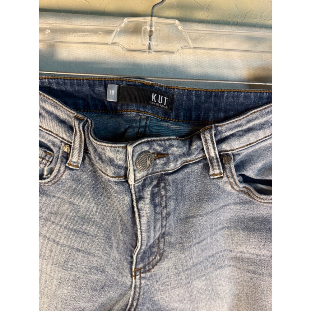 Kut From The Kloth Reese Ankle Straight Leg Distressed Jeans Light Wash Size 10 - Picture 5 of 10